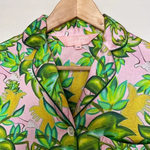 Nechita x ShhhSilk Beverly Hills Hotel Silk Pajama Top Sz S/M Small Medium - Picture 3 of 6